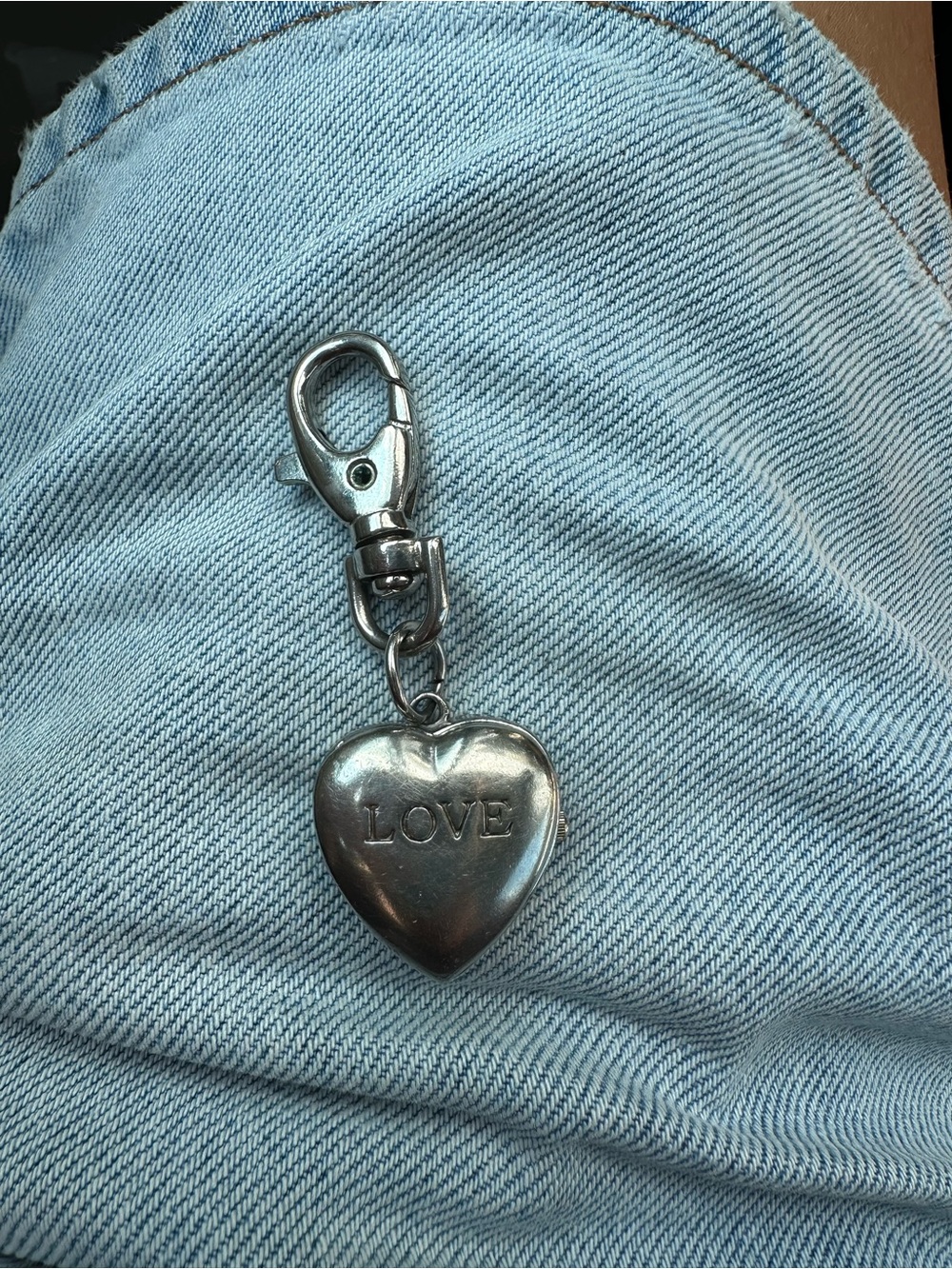 Silver Heart 'LOVE' Keychain Watch Charm
